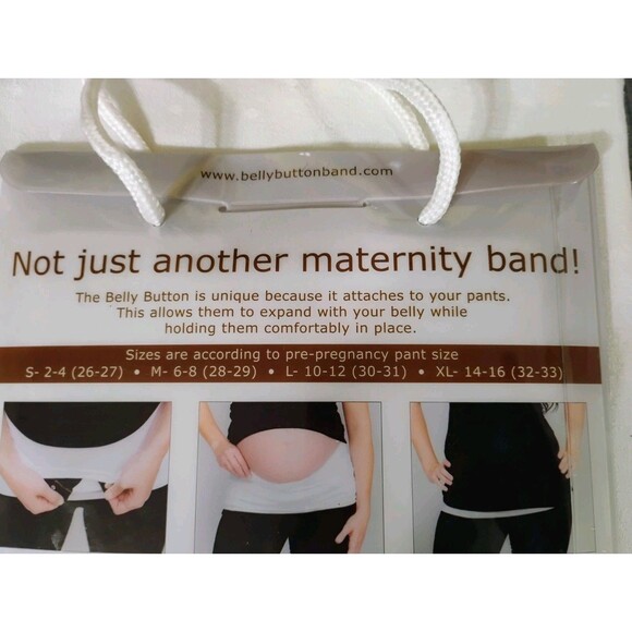 Brand NEW XL White "The Belly Button" Maternity Extender Converts Pre Baby Pants - Picture 5 of 6